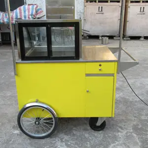 Kolice Fashion Italian Gelato Ice Cream mobile push Popsicle Showcase Freezers vending cart for outdoor