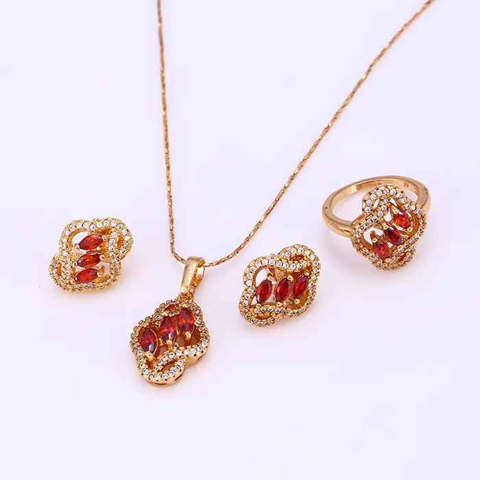 61710 precioso 18k ouro Xuping conjuntos de jóias de casamento nupcial de luxo de três peças conjunto de jóias preço de fábrica
