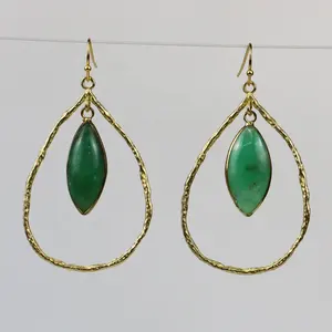 LS-D850 NEW Australia Jade drop earring , fashion gold earring gemstone earring for women