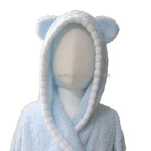 Nouveau Style bébé peignoir mignon en forme de microfibre à capuche Robe respirant chemise de nuit pour enfants teint uni - Product Image 2