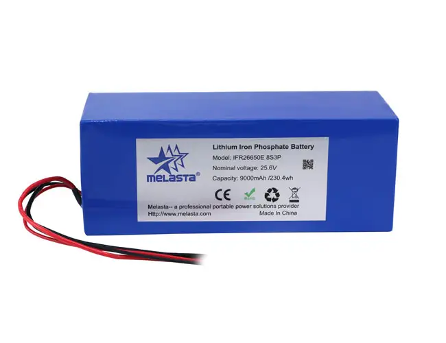 Melasta 8S 3P 25,6 V 9,6 Ah LiFePO4 Elektrische Fahrrad Batterie Pack (IFR26650-32A-8S3P)