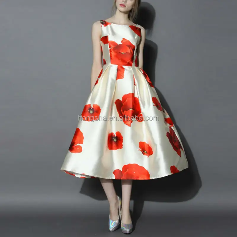 Винтажное платье для выпускного US, элегантная вечерняя одежда с цветочным принтом и вырезом лодочкой HSD1037
