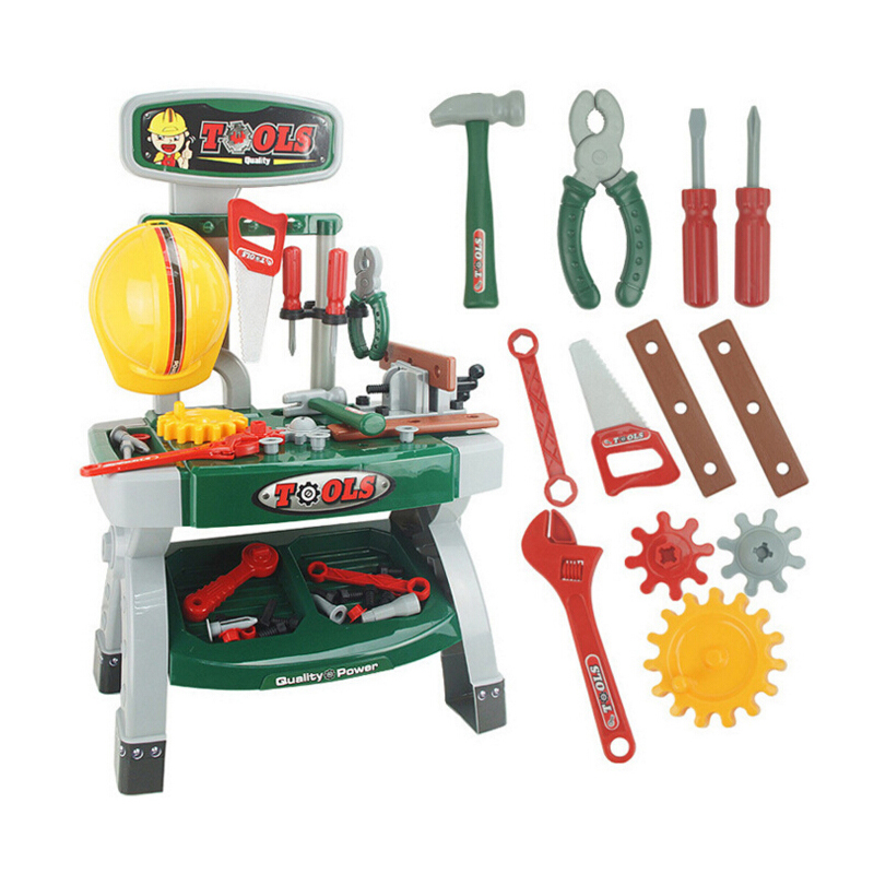 Power workshop plastic mini toy tools with stand