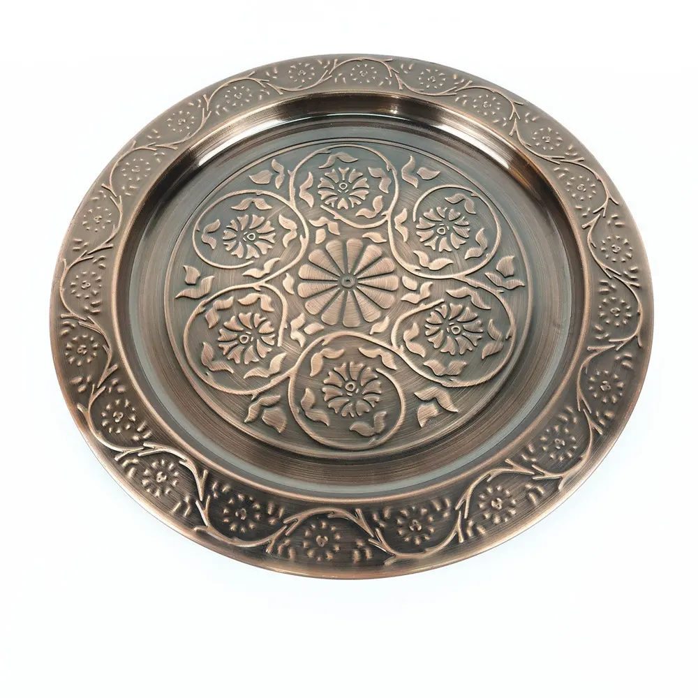 Moyen-Orient Style 13 pouces plaque de Chargeur en acier Inoxydable Restaurant plaque Cuivre Arabe Chargeur Plaque