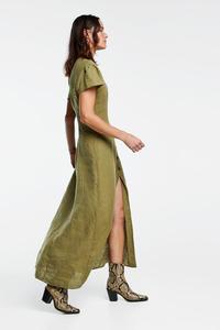A-line Long <strong>Linen</strong> Ladies Women Casual Button Down <strong>Maxi</strong> <strong>Dress</strong> - Product Image 2