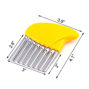 <strong>Crinkle</strong> <strong>Cutter</strong> Wavy Cutting Tool - French Fry Slicer Salad Chopping Knife and Vegetable Steel Blade with Safety Plastic Handle - Product Image 2