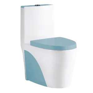 9168 Cheap Price Light Blue Color Sanitary Ware Hotel Bathroom Siphon One Piece Ceramic Toilet