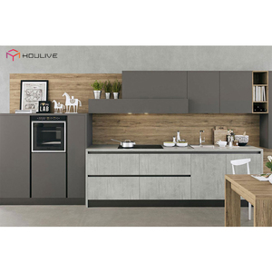 Mobili da Cucina Moderni Ecologici di Marca Cleaf Importati dall'Italia con Rubinetto per Sala da Pranzo Colore Grigio Scuro con Tutti gli Accessori - Product Image 1