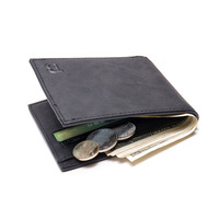 Dompet RFID Koin Gaya Pendek PU Pria Kasual Bisnis Logo Kustom, Dompet Kulit Minimalis Tempat Kartu Obral Promosi