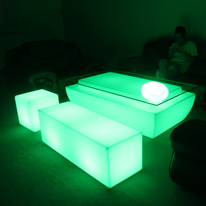 Màu Sắc Thay Đổi Ánh Sáng Không Thấm Nước Trắng Nhựa Hình Chữ Nhật Chiếu Sáng Bàn Trà Cà Phê Với Điều Khiển Từ Xa - Product Image 3