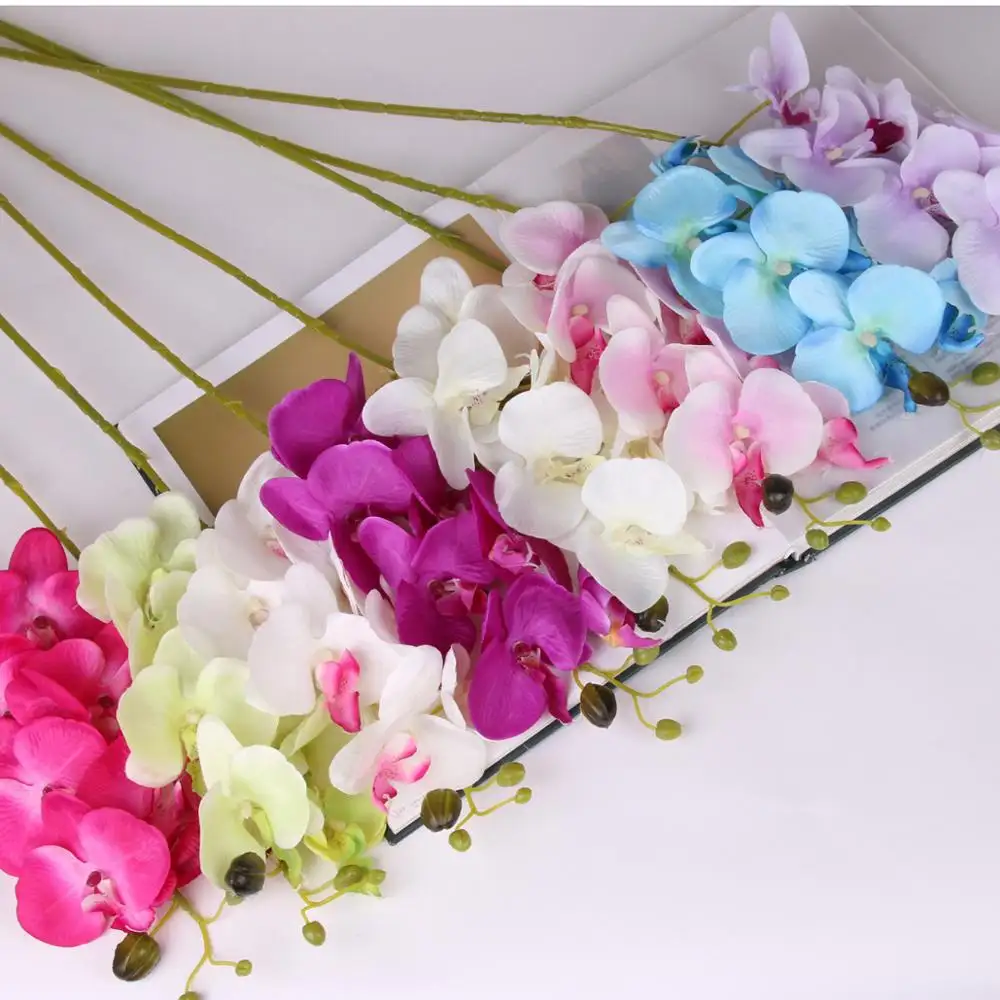 Wholesale artificial flowers 7 heads silk butterfly orchid