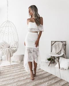 New Designs Women Tee Backless <strong>Dresses</strong> White <strong>Lace</strong> Two Pieces <strong>Pencil</strong> <strong>Dress</strong>