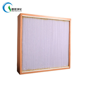HVAC H13/14 marco de madera separador de aluminio profundo plisado filtro HEPA para salas blancas - Product Image 1