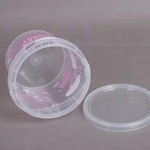 मिनी स्पष्ट प्लास्टिक बाल्टी 2 लीटर ढक्कन के साथ कस्टम डिजाइन खाद्य ग्रेड प्लास्टिक pails