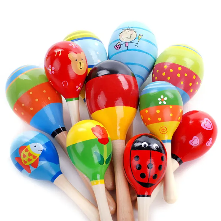 QS brand wholesale kids musical percussion instrument toy custom wooden maracas