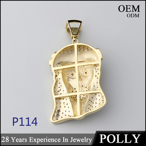 Bán Buôn Tuỳ Chỉnh Bạc 925 Sterling Silver Hiphop Jesus 18K Vàng Micro Iced Out Cubic Zirconia Paved Jesus Mảnh Mặt Dây - Product Image 5