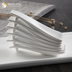 Juego de Platos y Vajilla de Cerámica <span class=keywords><strong>Rectangular</strong></span> Blanca Pulida, Ecológica, para Bodas, Restaurantes y Hoteles - Product Image 4