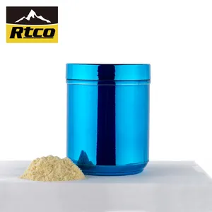 Rtco cromado galvanizado garrafa de plástico para esportes de nutrição em pó personalizado cor