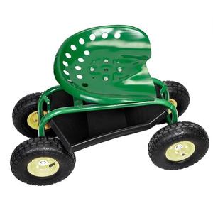 Jardín rodante Scoot Tractor Asiento de Trabajo de cuatro Ruedas Con Balde Cesta - Product Image 3