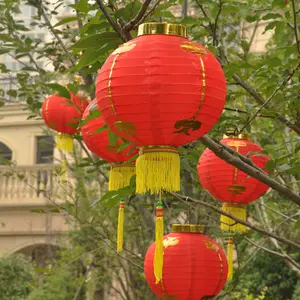 Fabric Traditional Chinese New Year Decoration Out Door Red Nylon Lanterns