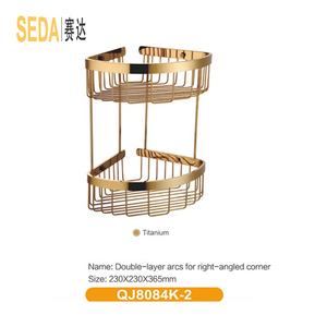 Double couche salle de bains de stockage de cuisine de <span class=keywords><strong>douche</strong></span> <span class=keywords><strong>étagère</strong></span> d'<span class=keywords><strong>angle</strong></span> avec chrome plaqué - Product Image 3