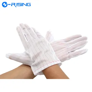 E-RISING Electronic Factory Double Sided Stripe Polyester Sewing Carbon Wire Antistatic ESD Lint Free Fabric Gloves