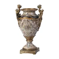 アンティーク磁器手描きセラミック真鍮花瓶家の装飾