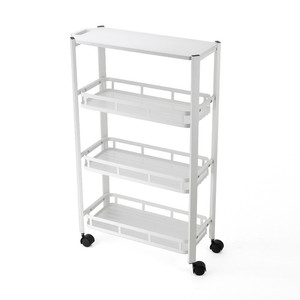 Handle 3-tier White Sand Coating Basket Rack with MDF Board - Product Image 6