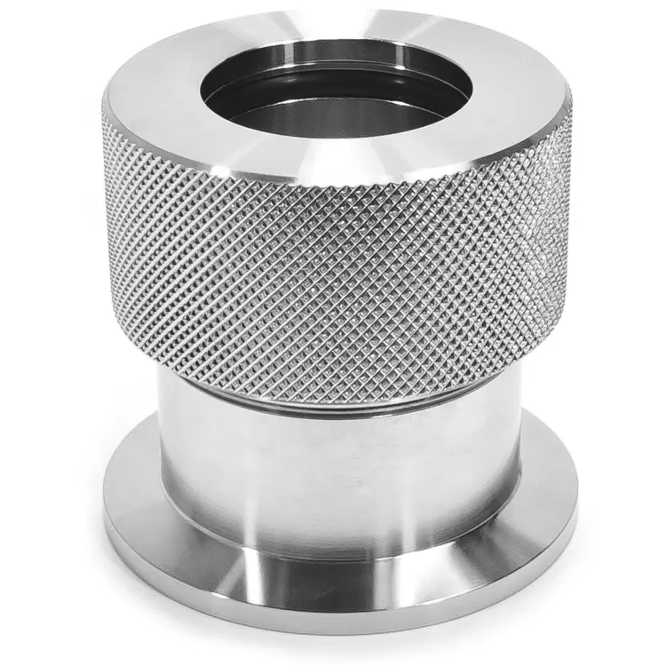 Adapter KF-40 to 1 1/8 in. I.D. quartz tube Quick Coupling Compression Port, ISO-KF Flange Size NW-40, Stainless Steel