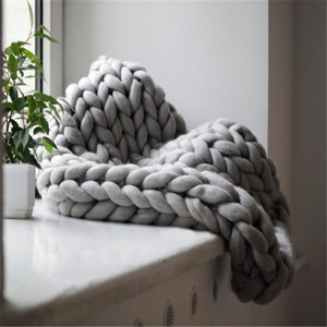 Couverture lestée couverture en laine lourde 2020 luxueux gros <span class=keywords><strong>tricot</strong></span> qualité poly-sac carré adultes hiver plaine solide fil teint - Product Image 2