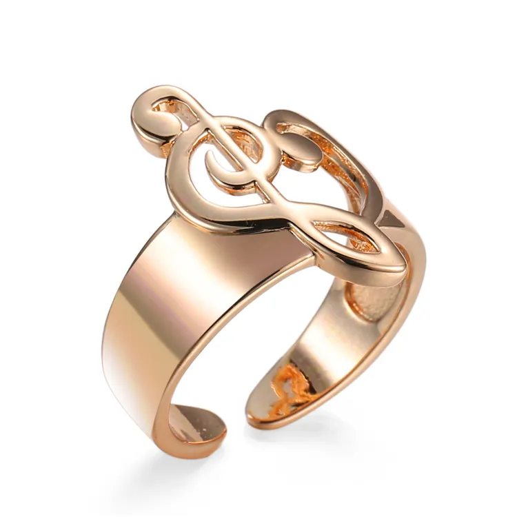 Creative Music Note Ring Design New Fashion Gold Plated Opening Finger Ring Hot Sale