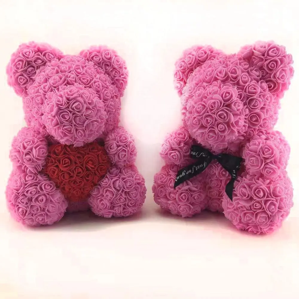 40センチメートルHeight Business Gift Ideas Christmas Artificial Flowers Foam Rose Bear Teddy Bear Rose Teddy Bear Gift