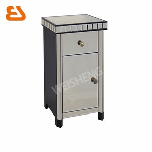 3 cajones <span class=keywords><strong>champagne</strong></span> espejo gabinete negro con patas de madera - Product Image 4