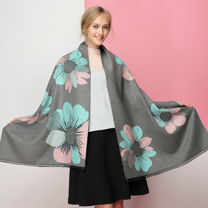 両面利用可能なファッション冬のパシュミナジャカードスカーフ大きな花の暖かいラップ100% カシミアショールスカーフ女性
