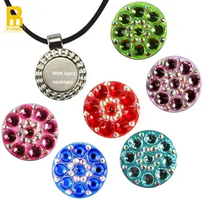 Crystal golfbal marker met ketting