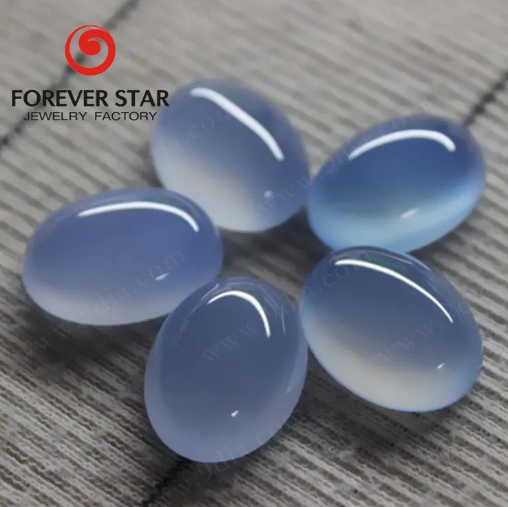 Bán Buôn Chất Lượng Cao Hình Bầu Dục Màu Xanh Tự Nhiên Chalcedony Thô