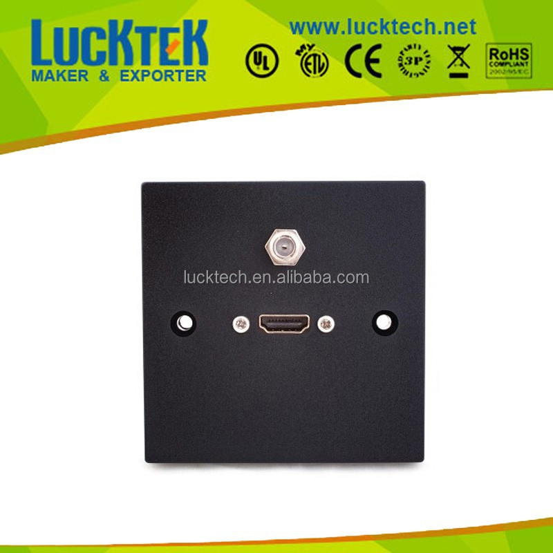 Y tipo F satélite Placa de pared. 4K2K UHD, individual Gang placa frontal negro