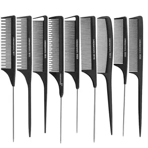 Hitze beständiger Salon-Haars ch neider Anti statische Schneid kämme Carbon Friseur Metall Pin Tail Comb Full Style Angebot