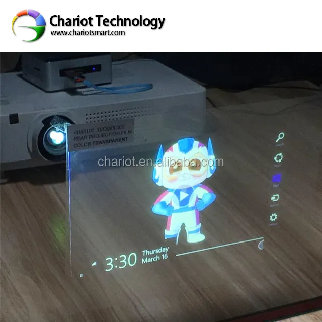 Chariot película de proyección trasera holográfica, publicidad de vidrio de holograma 3d