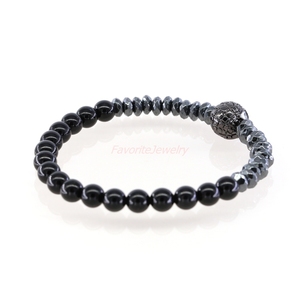 <span class=keywords><strong>Moda</strong></span> 18 K oro chapado micro Pace CZ Spider-Man máscara pulsera, piedra natural hombres pulsera - Product Image 4