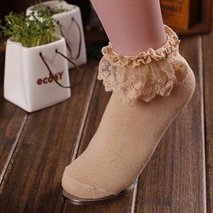 Kaus Kaki Renda Rumbai untuk Wanita, Kaos Kaki Katun Berenda Rumbai Bergaya Vintage untuk Anak Perempuan - Product Image 3