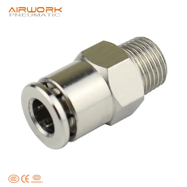 Pneumatic male straight fitting Push In Quick Joint one touch Connector brass material