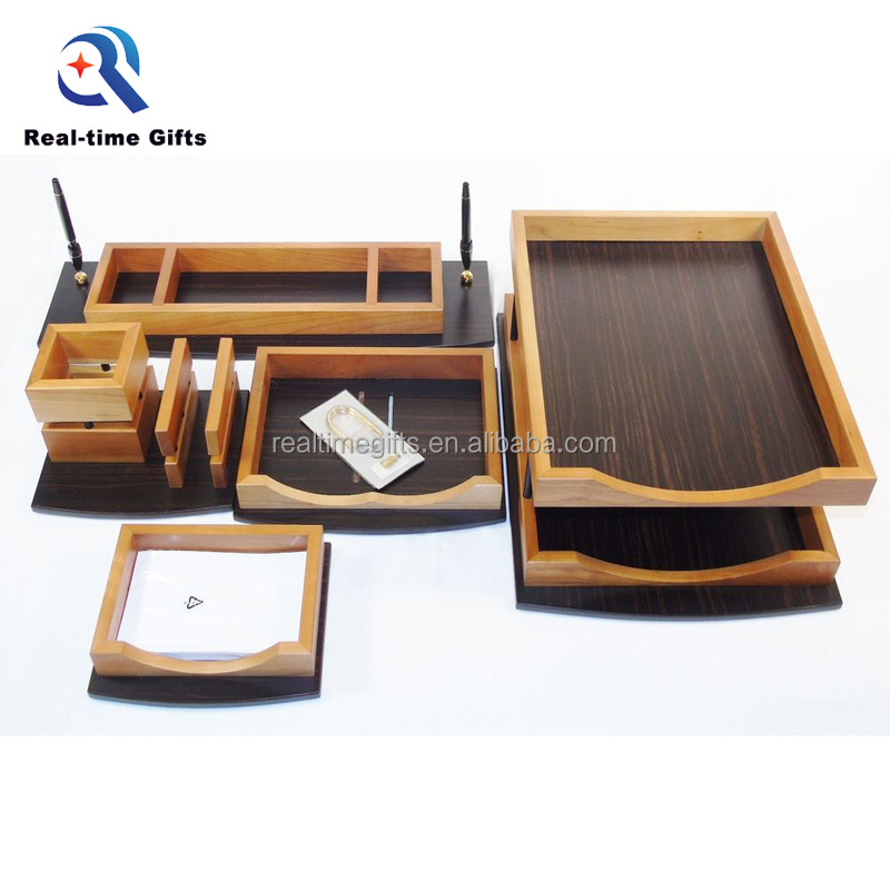 Высококачественный практичный деловой офисный Органайзер оригинальный твердый 5 штук деревянный стол Канцелярский набор