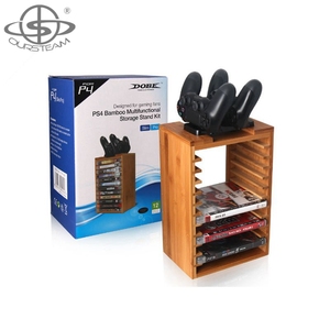 Support de rangement multifonction en bambou pour <span class=keywords><strong>CD</strong></span>, tour, étagère, kit pour <span class=keywords><strong>PS4</strong></span> - Product Image 5