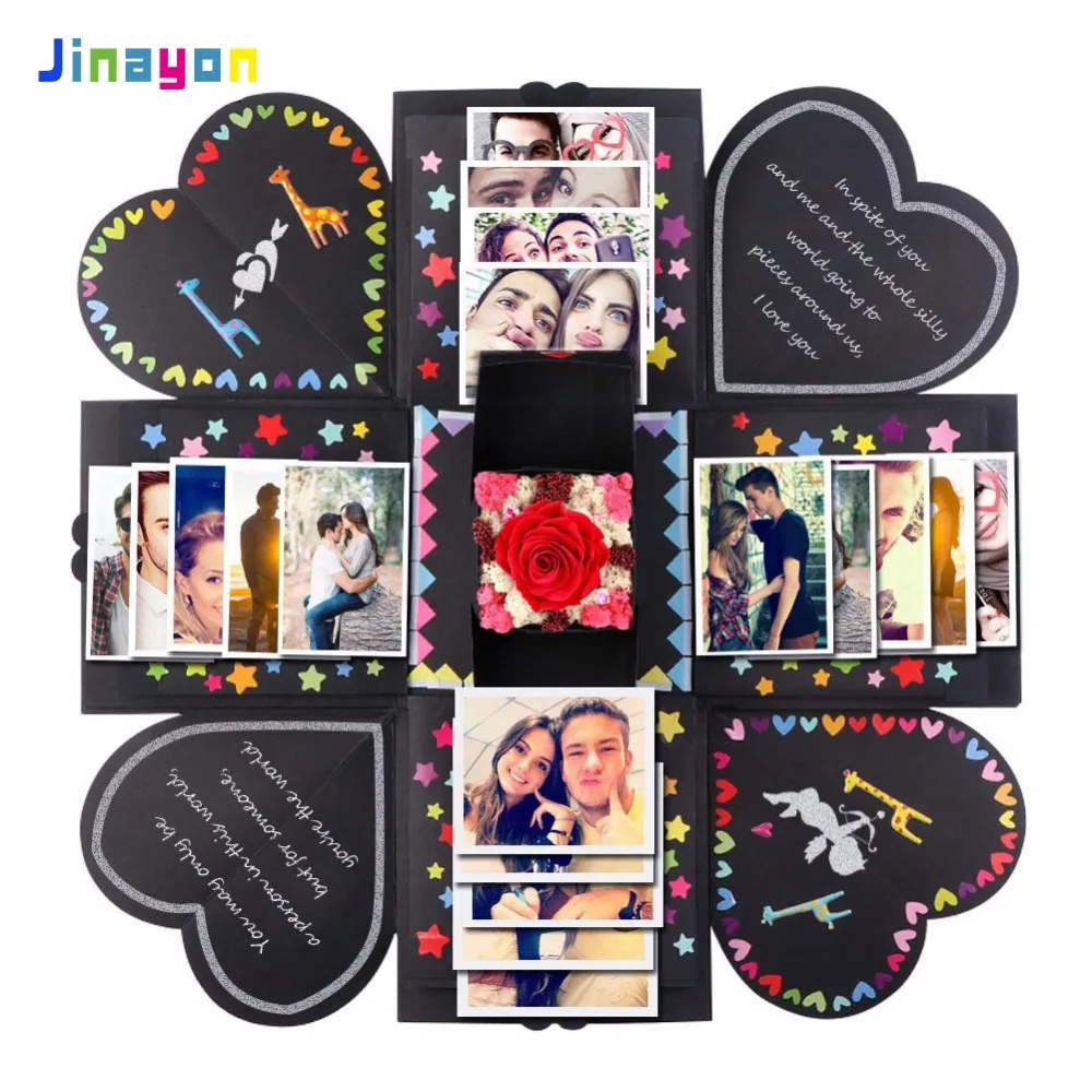 Jinayon Custom Surprise Valentine Explosion Box Photo Gift Diy Exploding Box For Birthday Valentine Day
