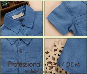 Vaquero americano en la ropa del muchacho de mezclilla corto manga de la camiseta de los niños del dril de algodón del - Product Image 2