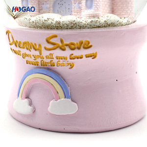 Boule de neige de château en résine rose et <span class=keywords><strong>bleu</strong></span> personnalisé, boule d'eau de château en polyrésine, pour fête d'anniversaire et cadeau Souvenir de mariage - Product Image 4