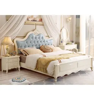 质量古董设计木床雕刻法国床豪华 1.8 米软床