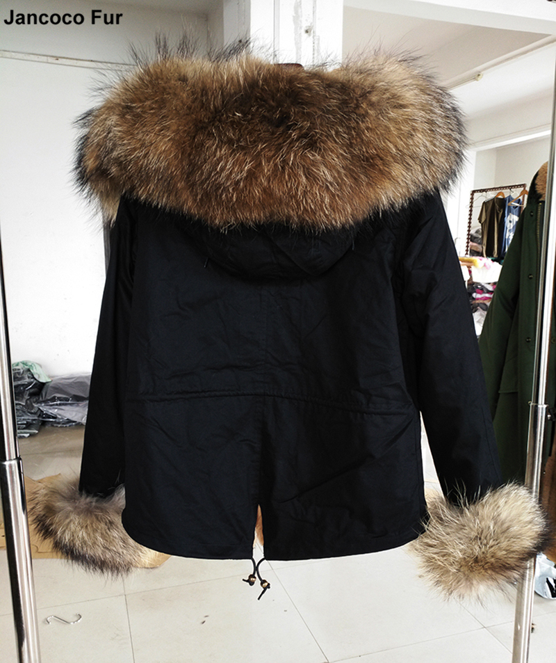 Nouveau Femmes Réel Fourrure De Raton Laveur Collier À Capuchon Parka Veste D'hiver Chaud Épais Pardessus Top Qualité Parker