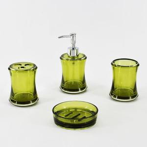 Conjunto de accesorios de baño de plástico verde oliva de forma redonda elegante - Product Image 1